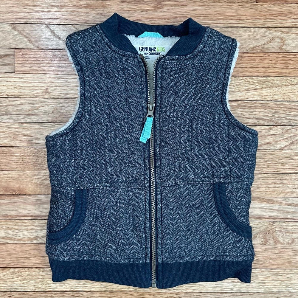 Genuine Kids from Osh Kosh - Navy Faux Shearling Insulated Zip Up Vest
